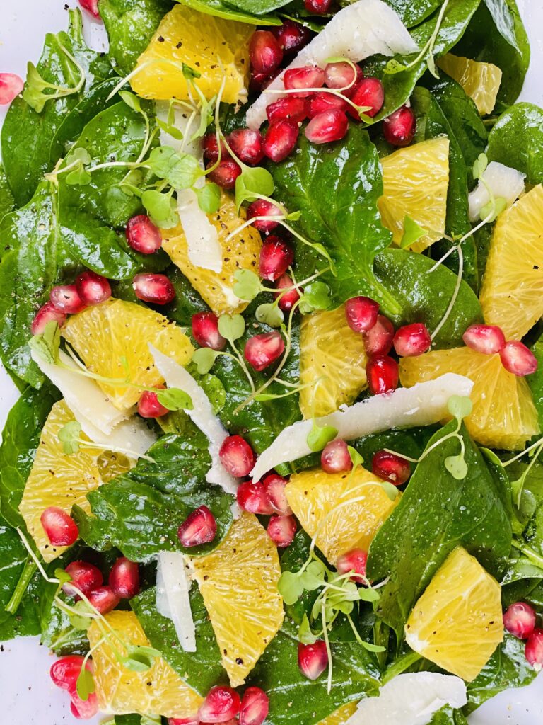 Holiday Spinach Salad with Orange & Pomegranate