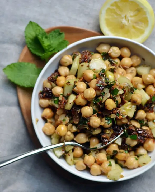 Warm Chickpea Salad with Cumin & Garlic
