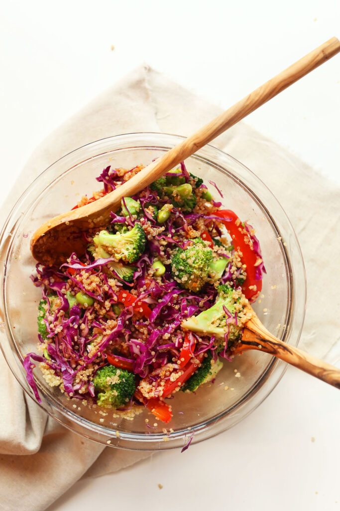 Rainbow Quinoa Salad with Chili-Garlic-Sesame Dressing