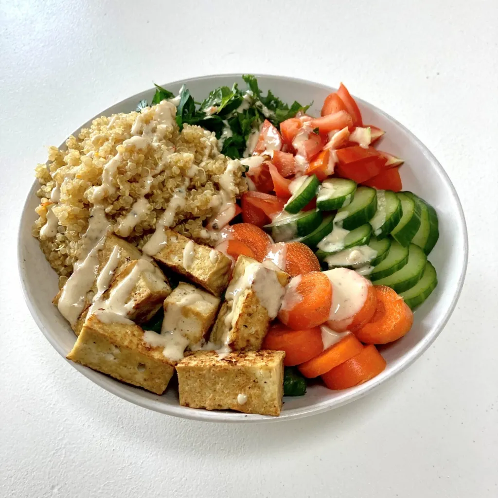 Top Low FODMAP Quinoa Salad Recipes - 1-15-Minute Quinoa & Tofu Salad Bowl-9-9
