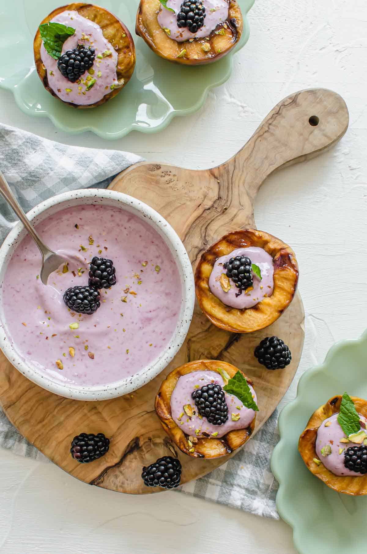 Top Gluten-Free Labor Day Grill Recipes - 7-Grilled Peaches with Blackberry Coconut Cream-grilled-peaches-blackberry-sauce-10