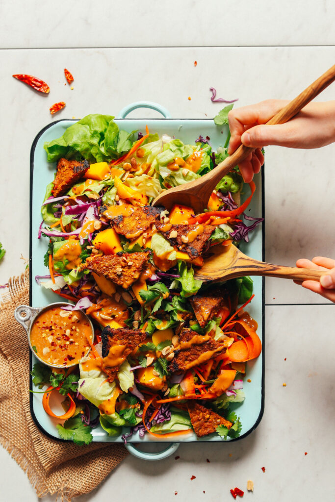 7-Vibrant Mango Salad with Peanut Dressing-HEALTHY-Mango-Green-Salad-with-Creamy-Peanut-Dressing-15-min-9-ingredients-SO-delicious-salad-vegan-glutenfree-plantbased-minimalistbaker-7