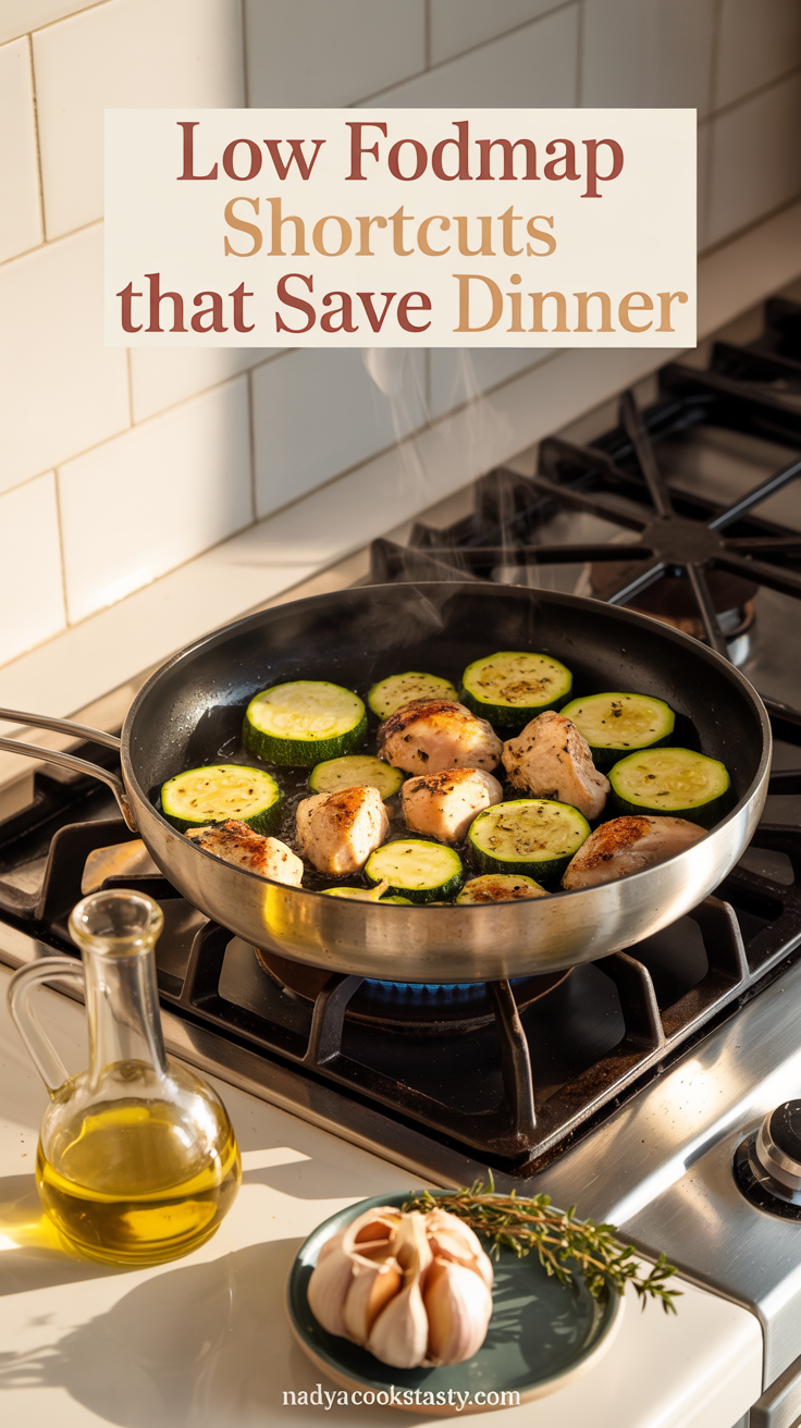 Low FODMAP Cooking Shortcuts That Save Dinner - pin-1-with-title-Garlic-Infused Oil on Repeat-2-1