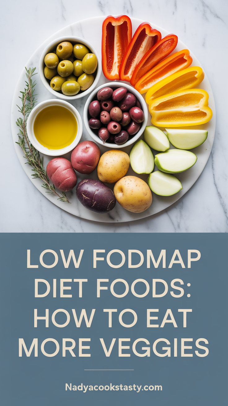 Low Fodmap Diet Foods: How To Eat More Veggies - pin-2-with-title-Eat The Same Vegetable But In Different Colors-4