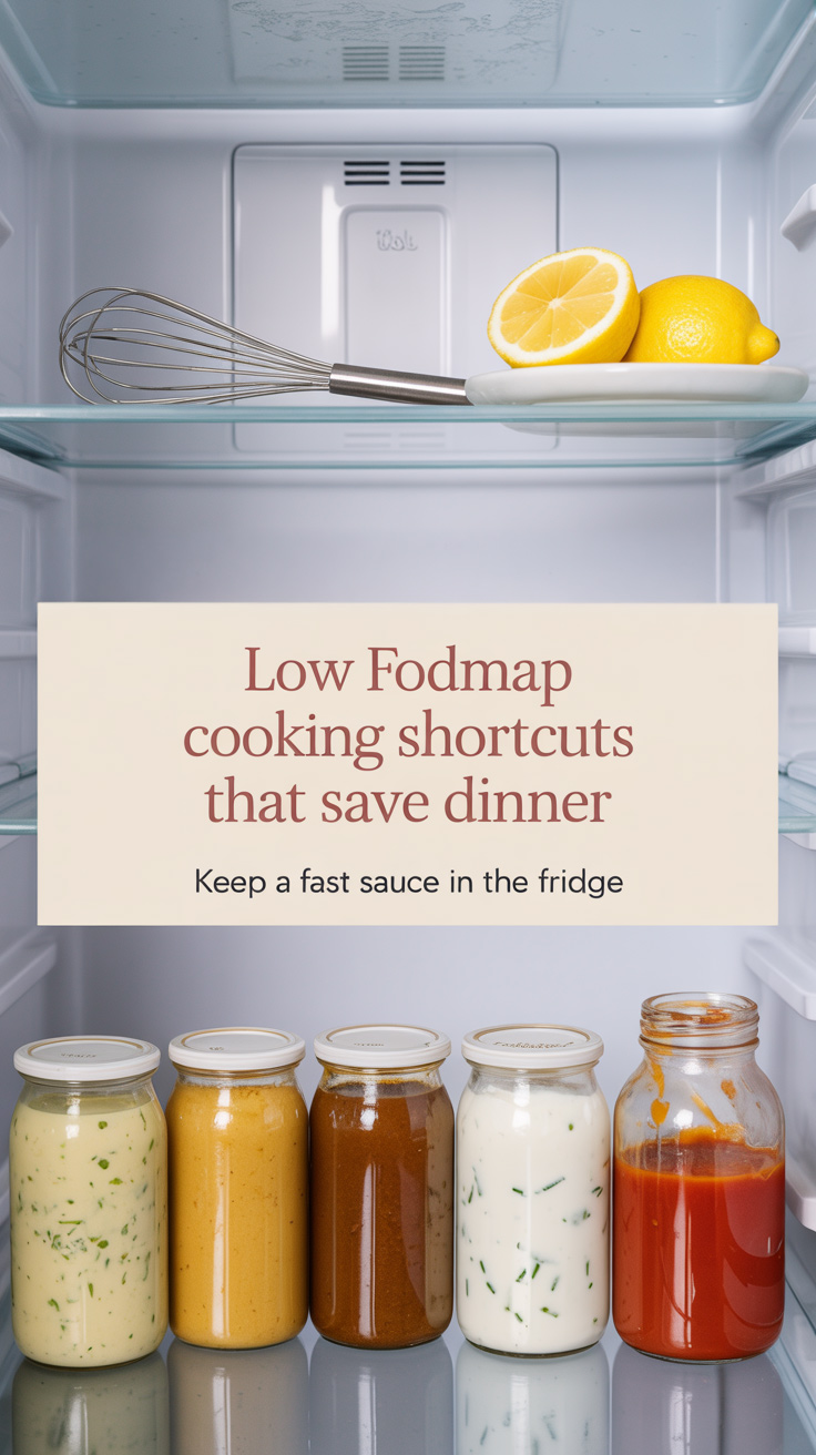 Low FODMAP Cooking Shortcuts That Save Dinner - pin-4-with-title-Keep-a-Fast-Sauce-in-the-Fridge-4