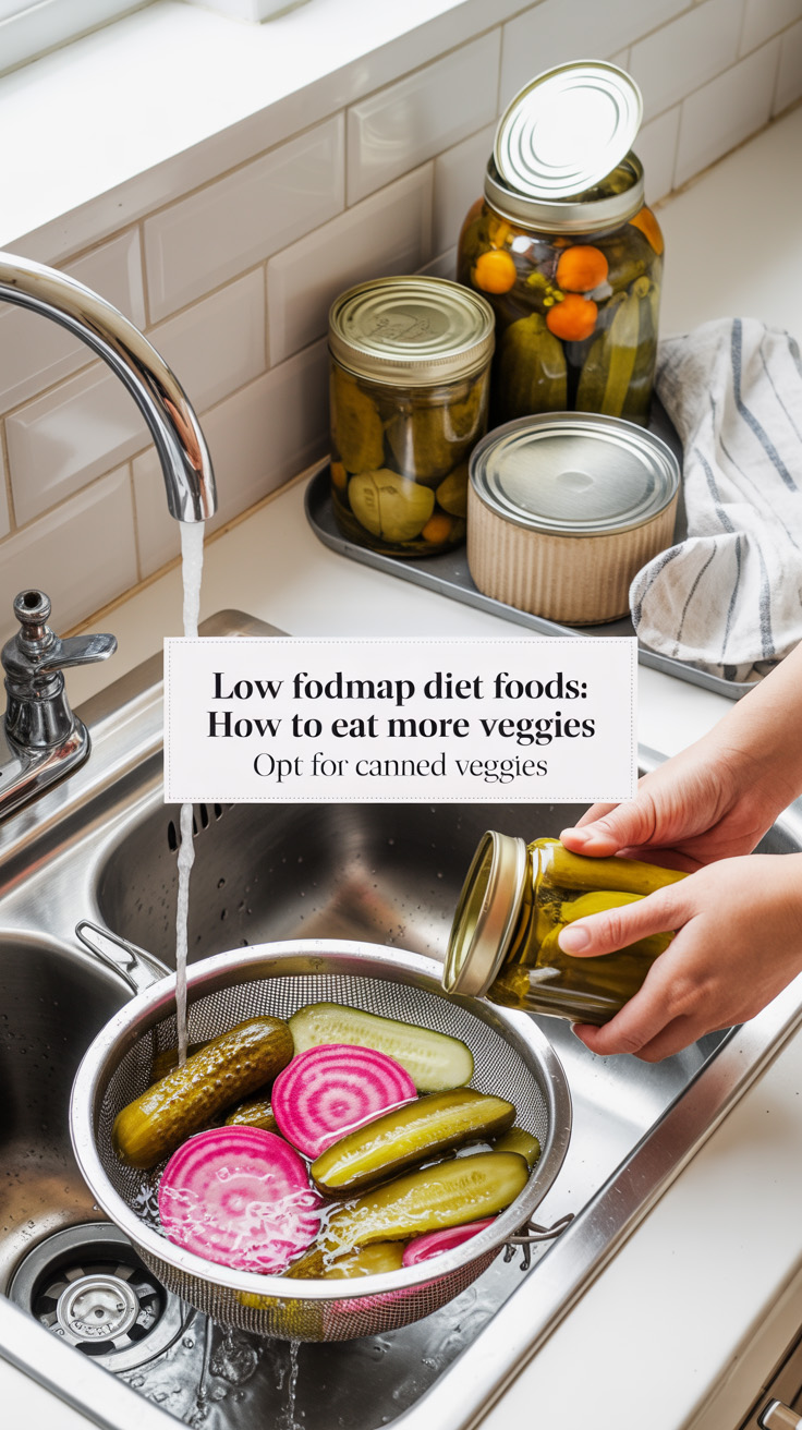 Low Fodmap Diet Foods: How To Eat More Veggies - pin-4-with-title-Opt For Canned Veggies-1
